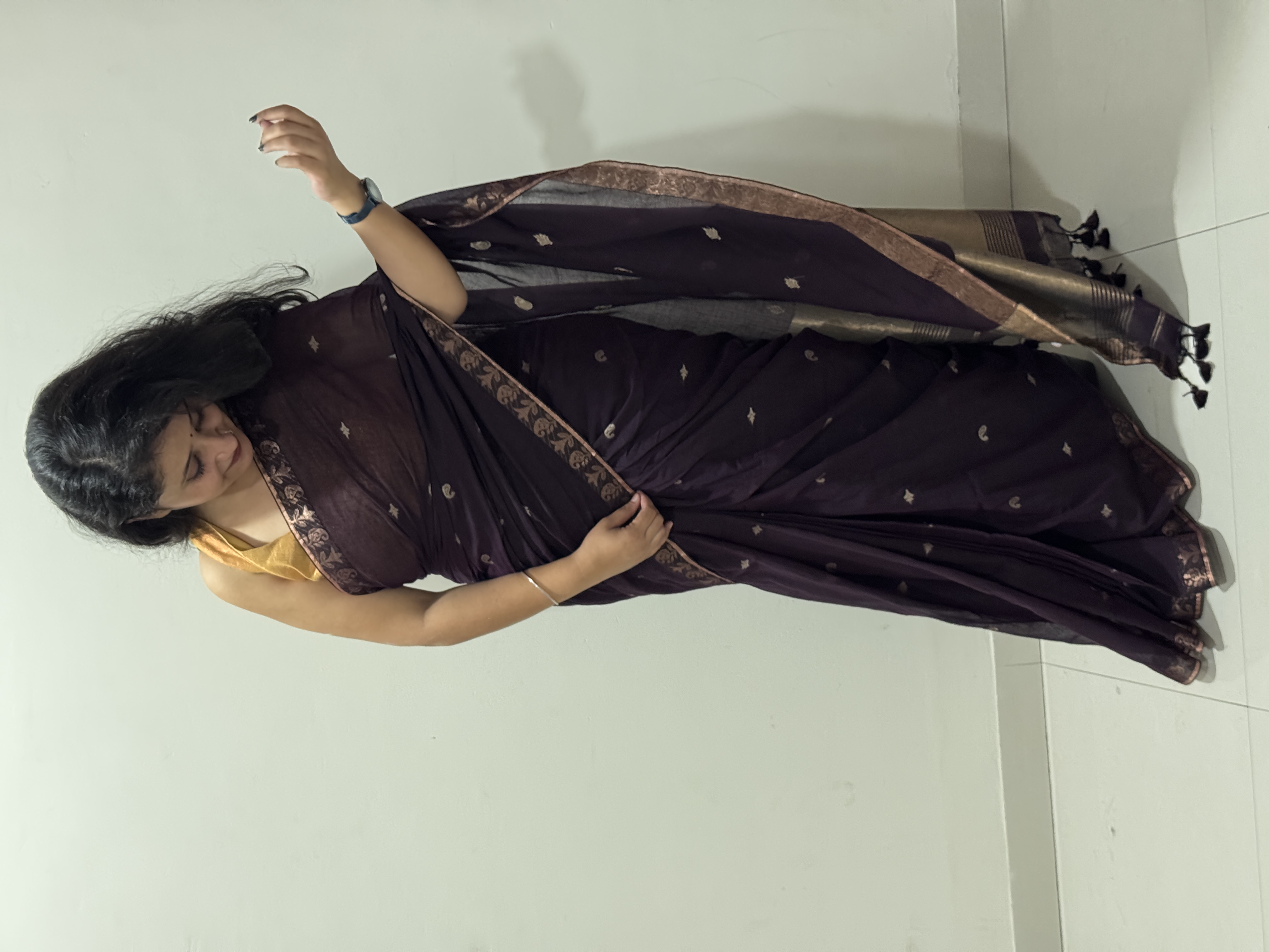 Gold Zari Organza Saree